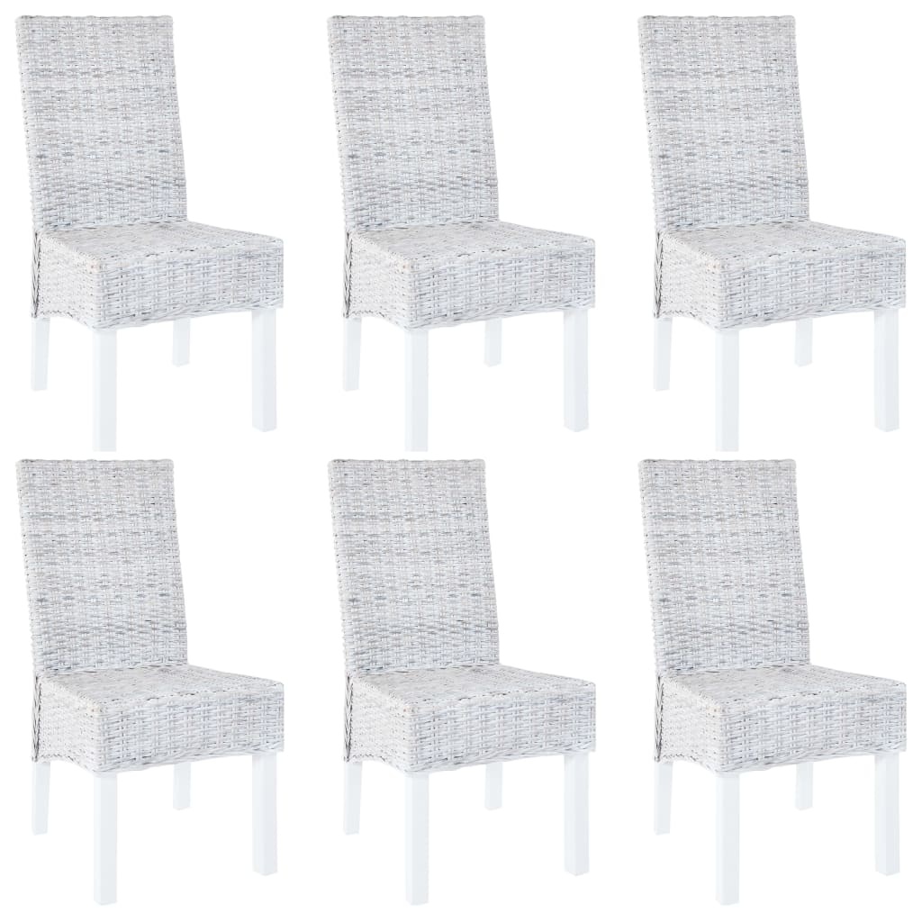VidaXL Eetkamerstoelen 6 st kubu rattan en mangohout grijs