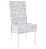 VidaXL Eetkamerstoelen 6 st kubu rattan en mangohout grijs