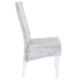 VidaXL Eetkamerstoelen 6 st kubu rattan en mangohout grijs