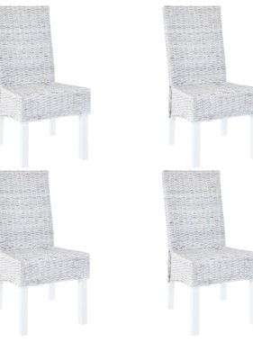 VidaXL Eetkamerstoelen 4 st kubu rattan en mangohout grijs