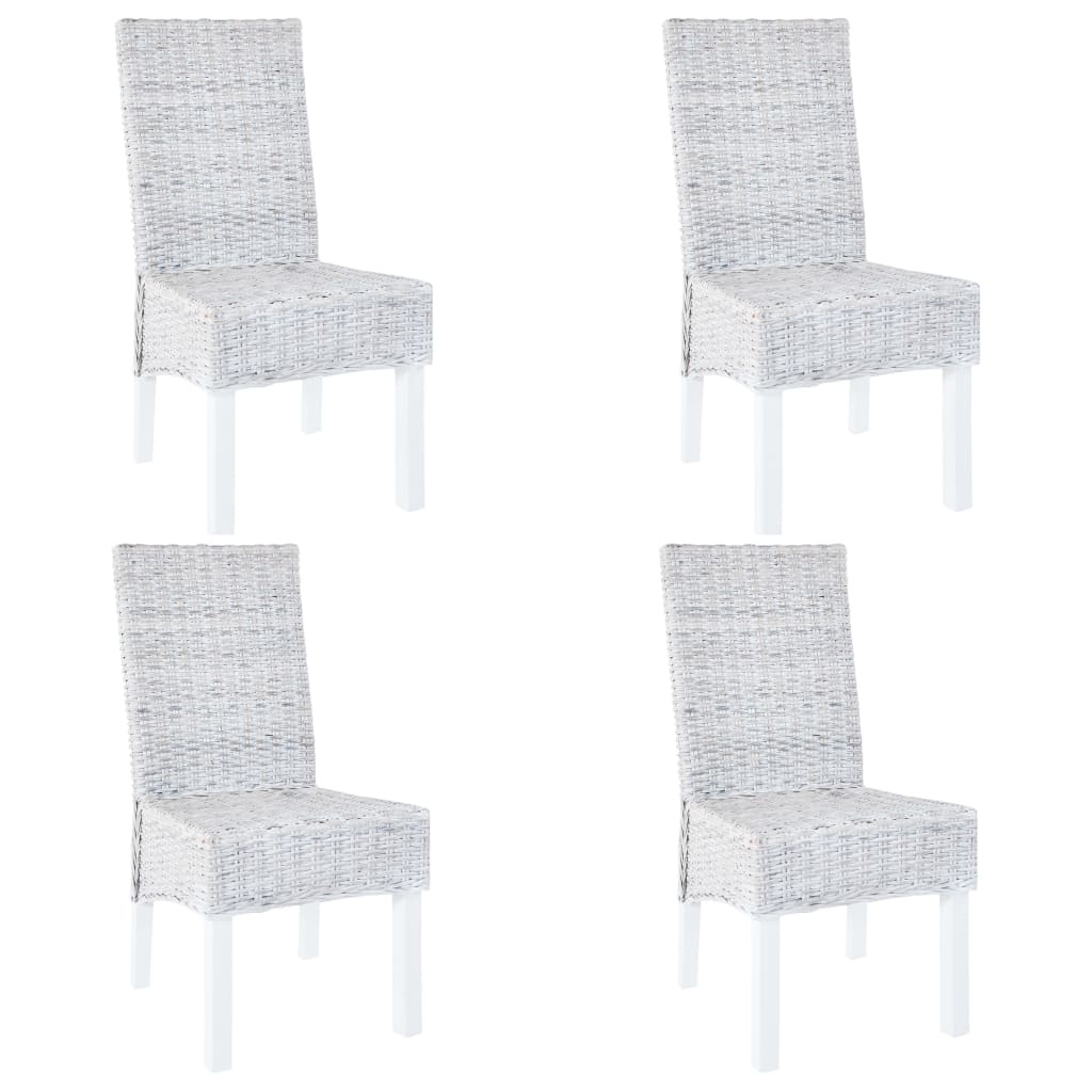 VidaXL Eetkamerstoelen 4 st kubu rattan en mangohout grijs