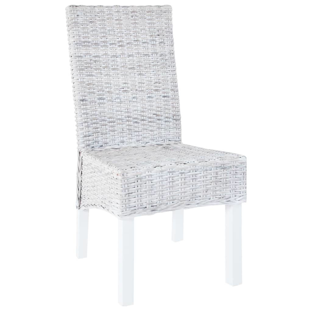 VidaXL Eetkamerstoelen 4 st kubu rattan en mangohout grijs