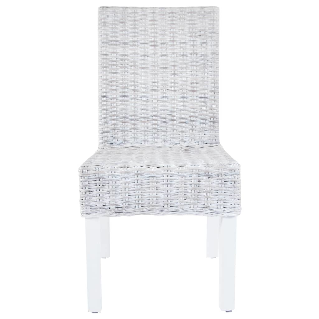 VidaXL Eetkamerstoelen 4 st kubu rattan en mangohout grijs