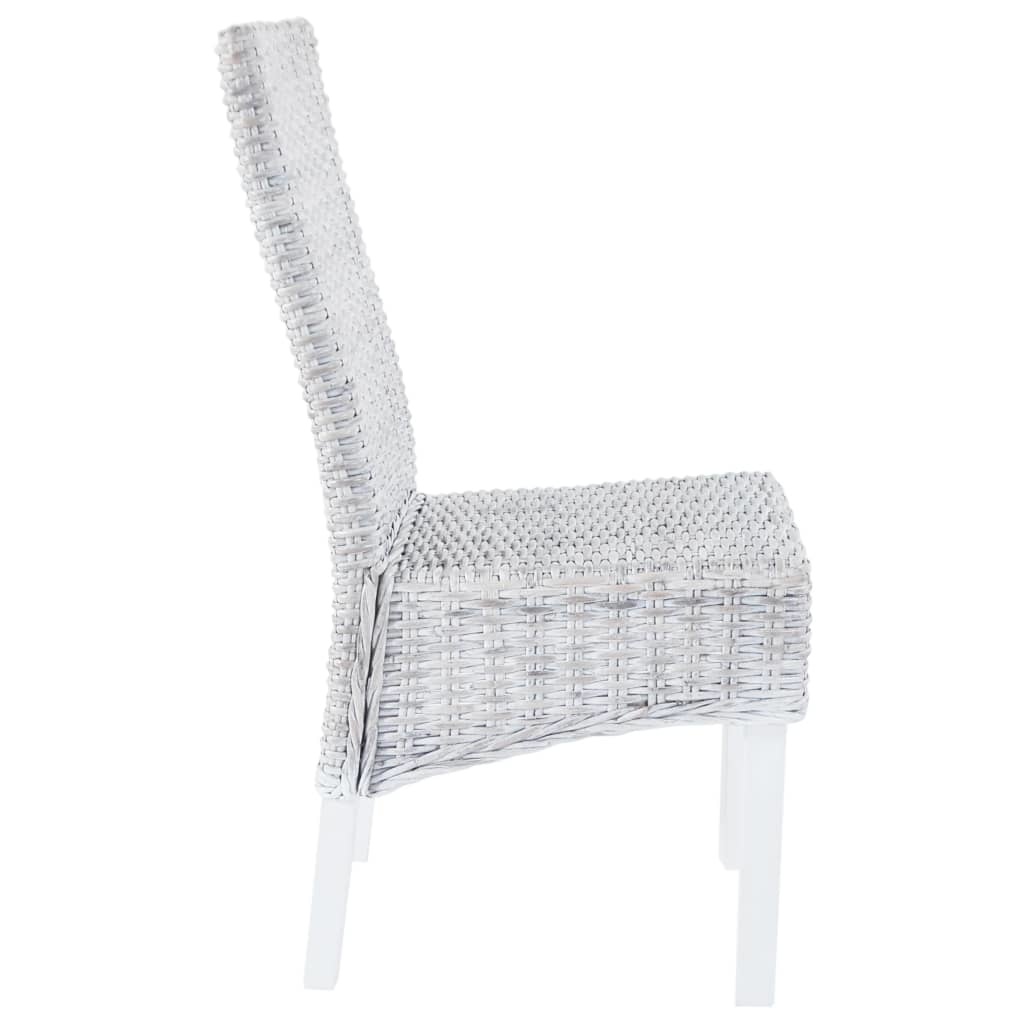 VidaXL Eetkamerstoelen 4 st kubu rattan en mangohout grijs