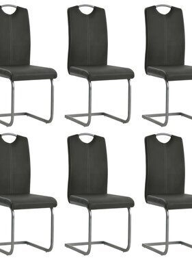VidaXL Eetkamerstoelen 43x55x100 cm kunstleer grijs 6 st