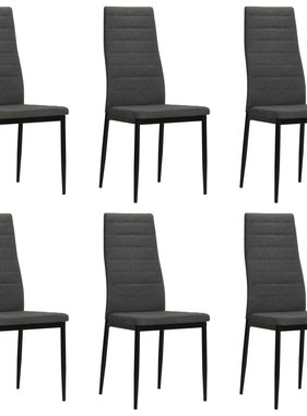 VidaXL Eetkamerstoelen stof donkergrijs 6 st