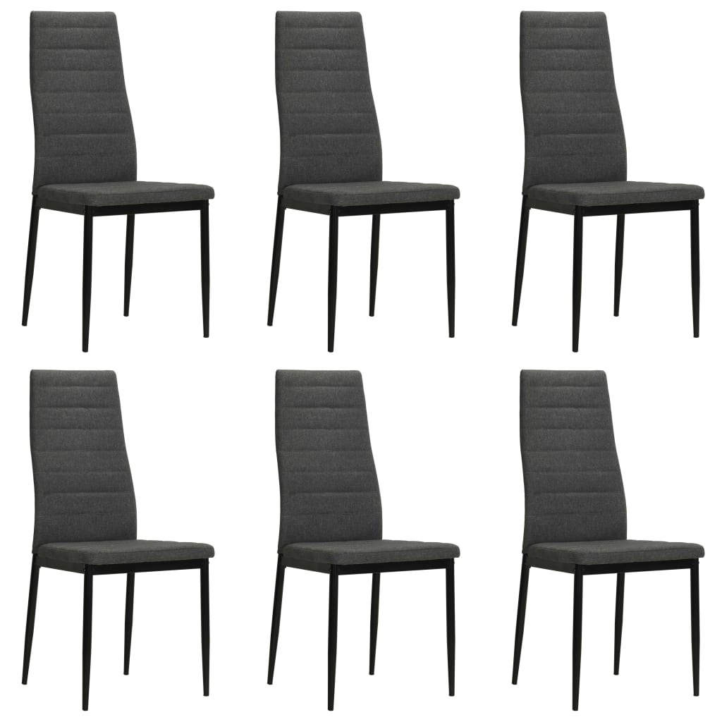 VidaXL Eetkamerstoelen stof donkergrijs 6 st