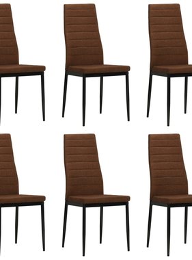 VidaXL Eetkamerstoelen stof bruin 6 st
