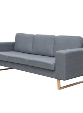 VidaXL Driezitsbank lichtgrijs textiel