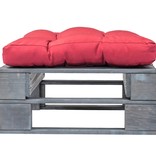 VidaXL Tuinpoef met rood kussen pallet hout grijs