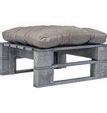 VidaXL Tuinpoef met grijs kussen pallet hout grijs