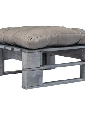 VidaXL Tuinpoef met grijs kussen pallet hout grijs