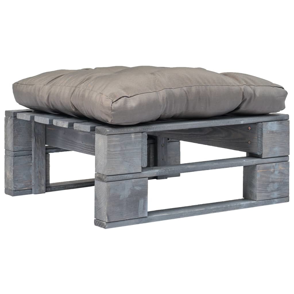 VidaXL Tuinpoef met grijs kussen pallet hout grijs