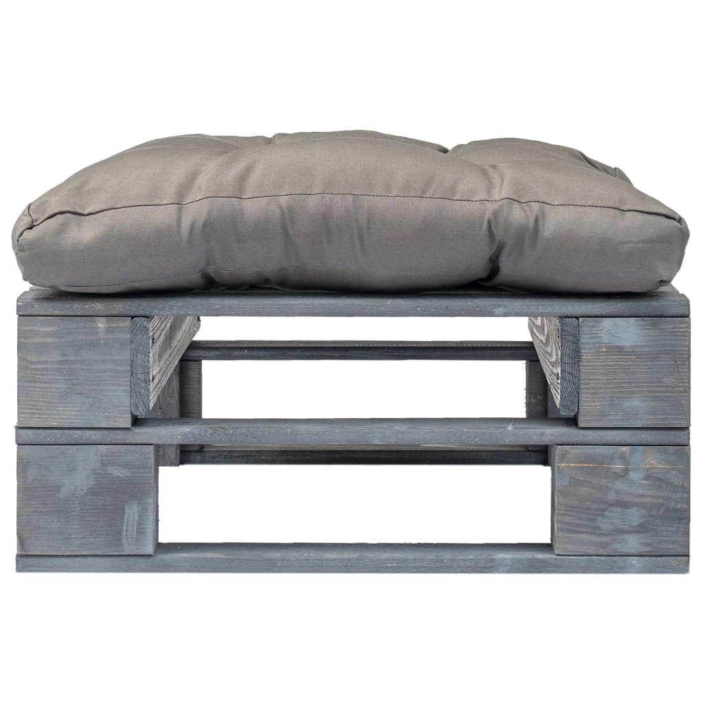 VidaXL Tuinpoef met grijs kussen pallet hout grijs
