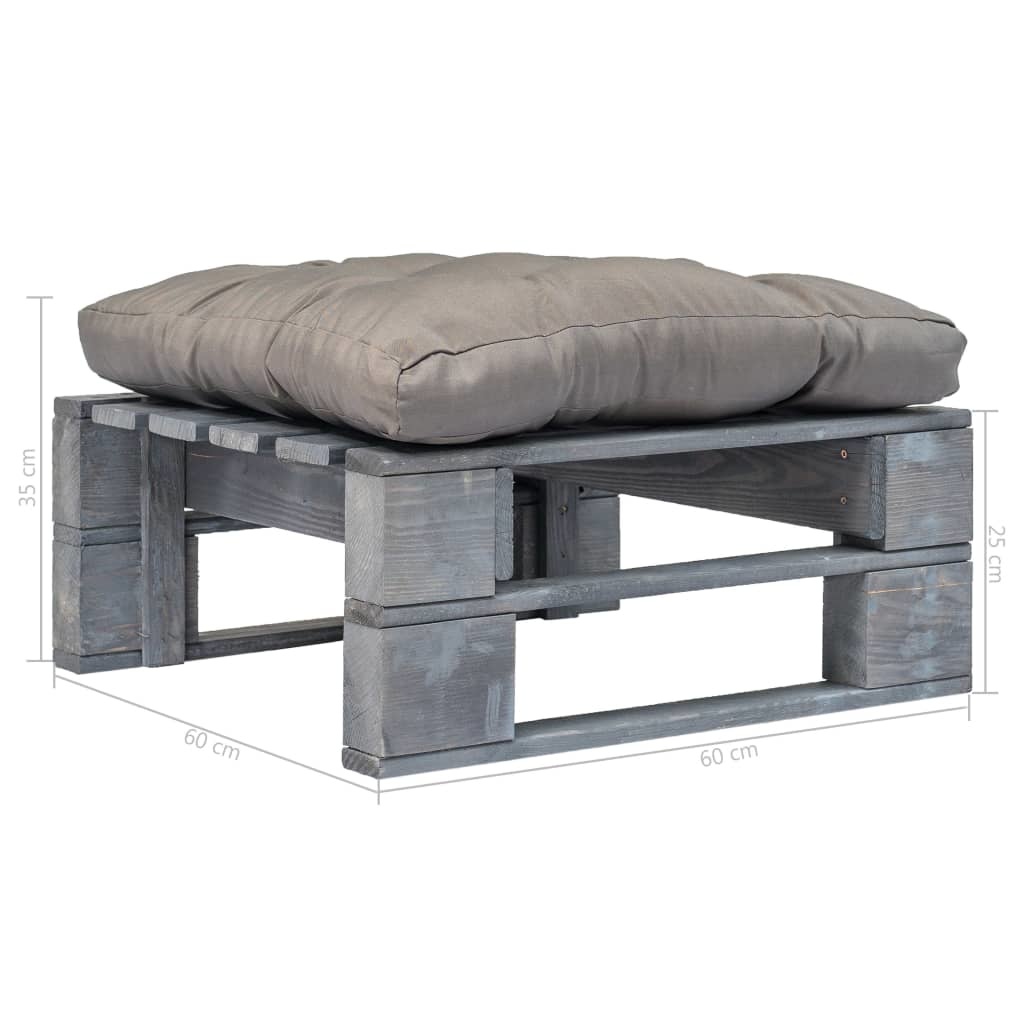 VidaXL Tuinpoef met grijs kussen pallet hout grijs