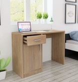 VidaXL Bureau met lade en kastje 100x40x73 cm eiken