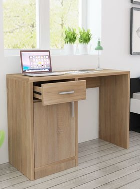VidaXL Bureau met lade en kastje 100x40x73 cm eiken