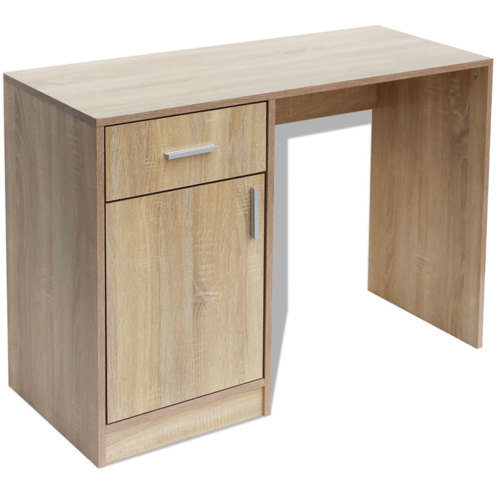 VidaXL Bureau met lade en kastje 100x40x73 cm eiken