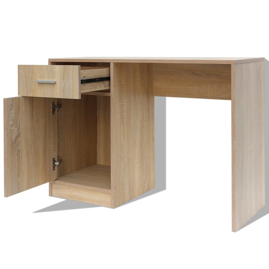 VidaXL Bureau met lade en kastje 100x40x73 cm eiken