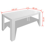 vidaXL Eettafel 140x80x75 cm wit