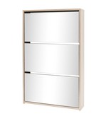 vidaXL Schoenenkast drielaags met spiegel 63x17x102,5 cm eiken