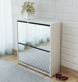 vidaXL Schoenenkast tweelaags met spiegel 63x17x67 cm wit