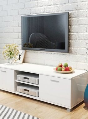 vidaXL Tv-meubel 140x40,3x34,7 cm hoogglans wit