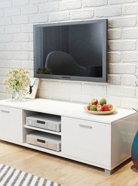 VidaXL Tv-meubel 140x40,3x34,7 cm hoogglans wit