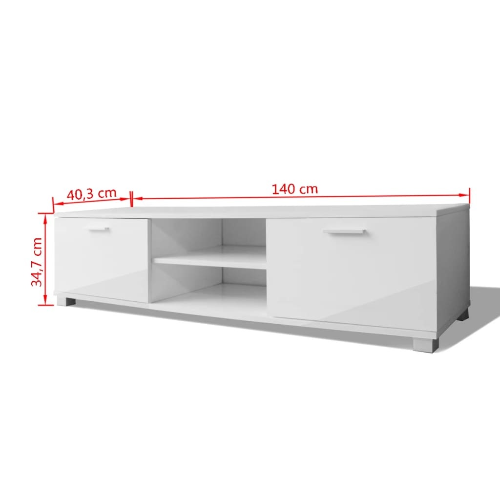 vidaXL Tv-meubel 140x40,3x34,7 cm hoogglans wit