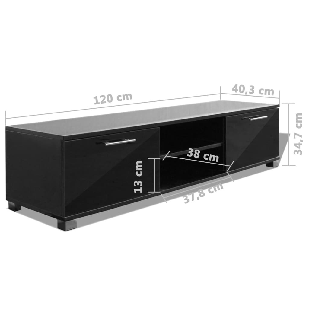 vidaXL Tv-meubel 120x40,3x34,7 cm hoogglans zwart