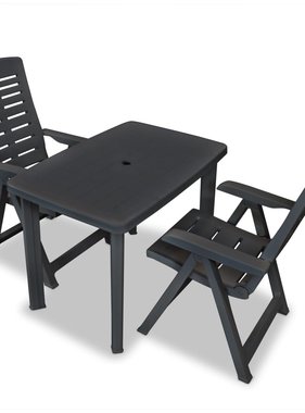 VidaXL 3-delige Bistroset kunststof antraciet