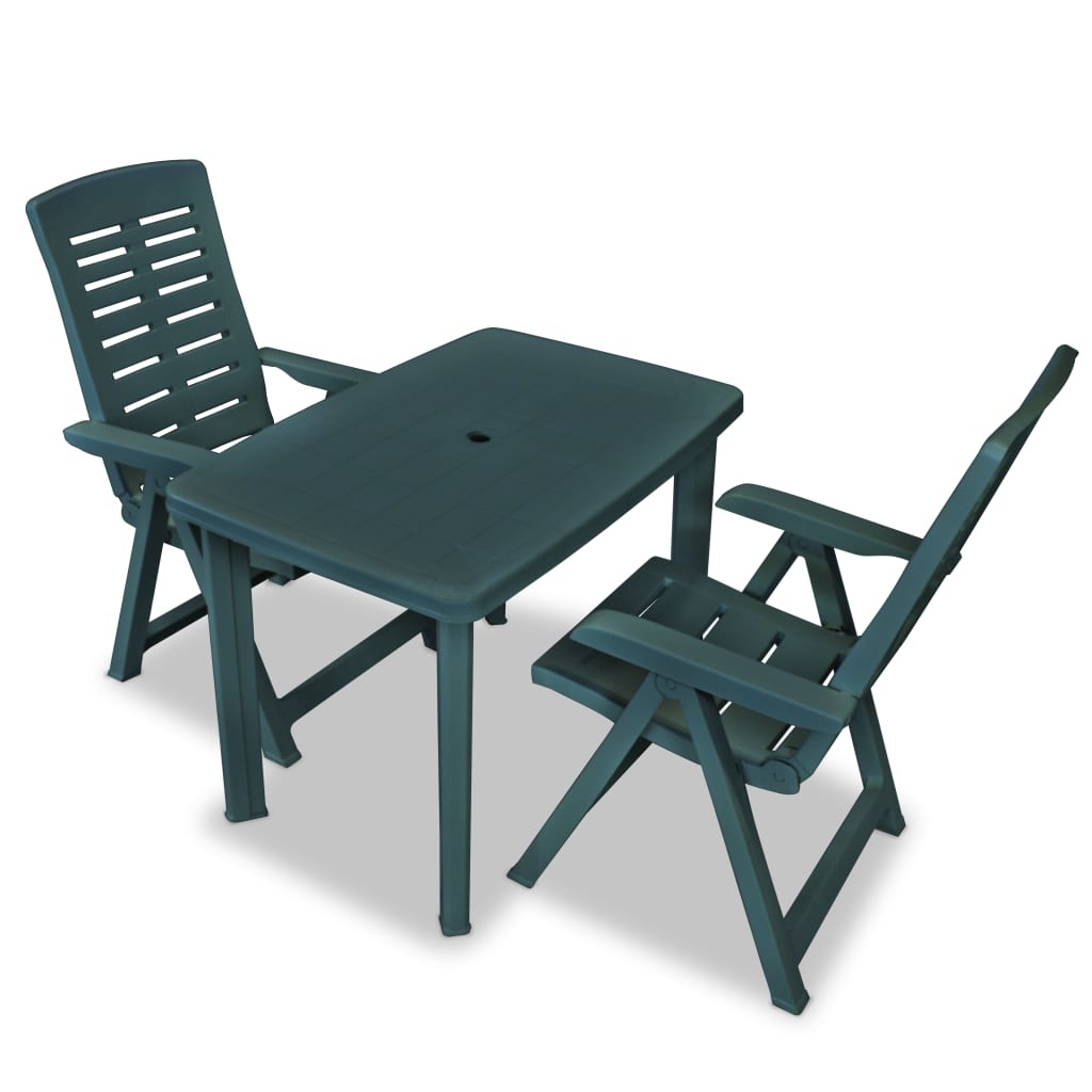 VidaXL 3-delige Bistroset kunststof groen