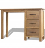 vidaXL Bureau met 3 lades 106x40x75 cm massief eikenhout