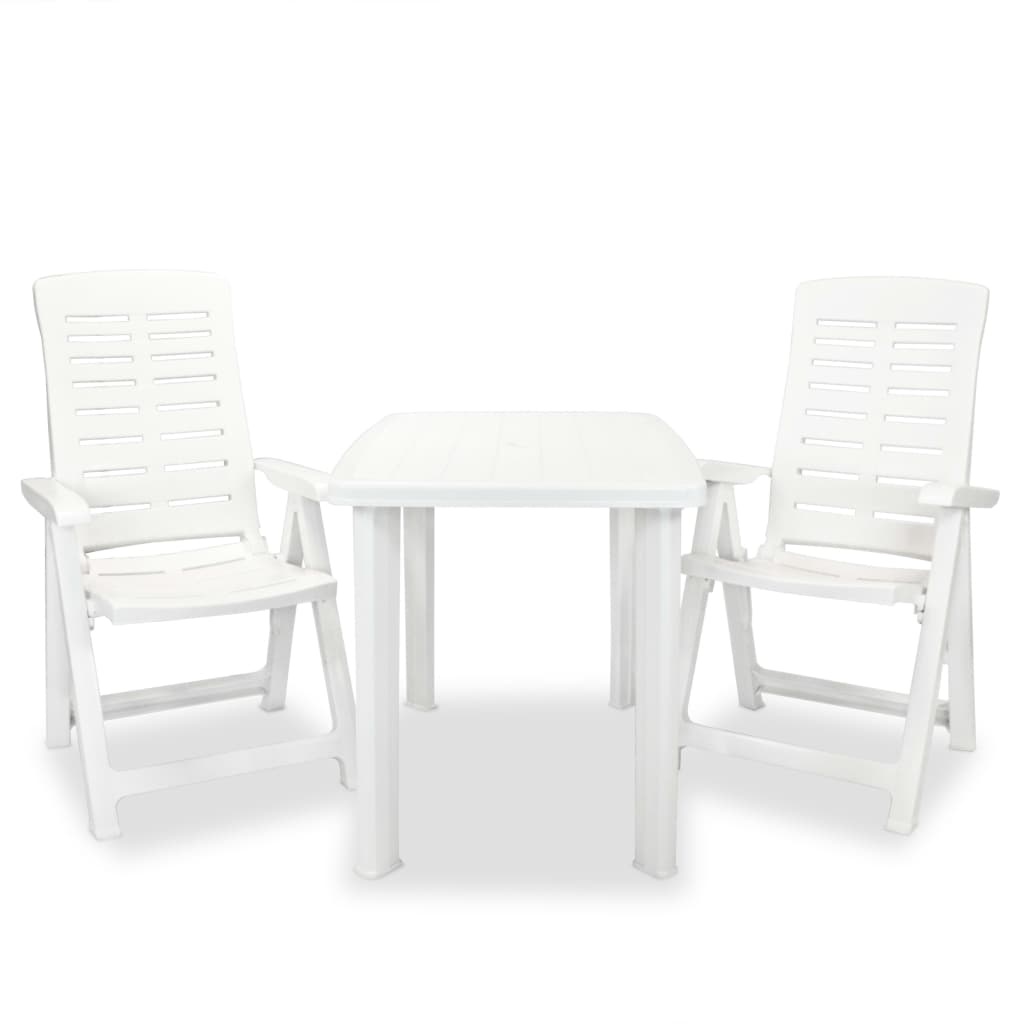VidaXL 3-delige Bistroset kunststof wit