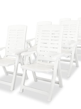 VidaXL Tuinstoelen verstelbaar 6 st kunststof wit