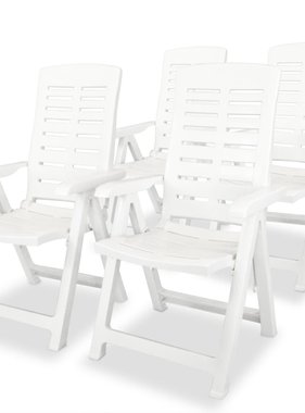 VidaXL Tuinstoelen verstelbaar 4 st kunststof wit