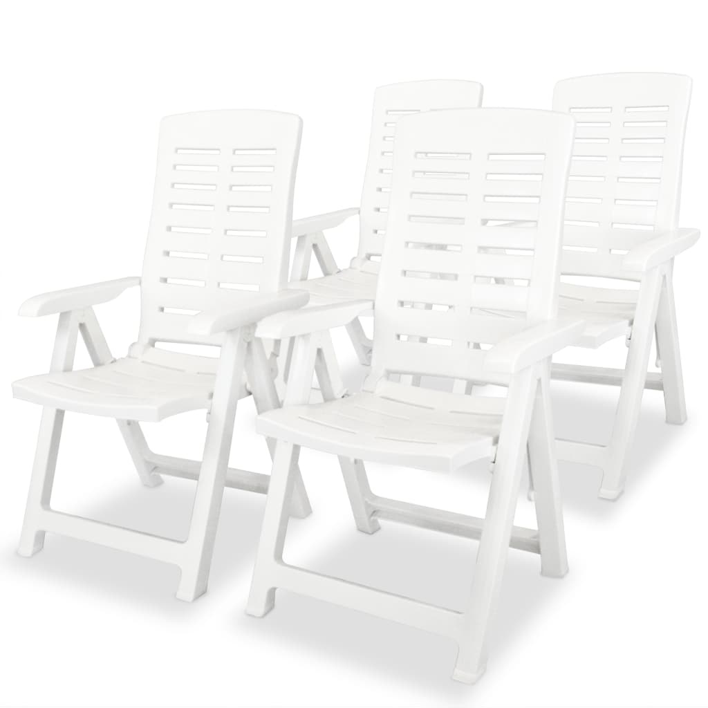 VidaXL Tuinstoelen verstelbaar 4 st kunststof wit