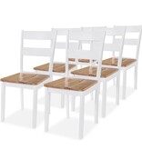 VidaXL Eetkamerstoelen 6 st massief rubberwood wit