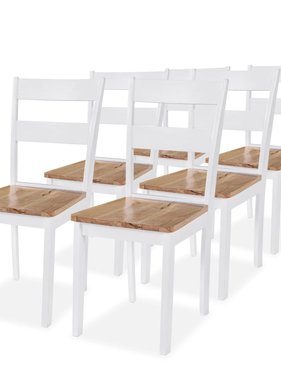 VidaXL Eetkamerstoelen 6 st massief rubberwood wit