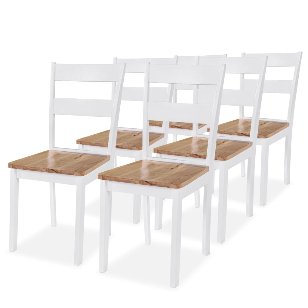VidaXL Eetkamerstoelen 6 st massief rubberwood wit