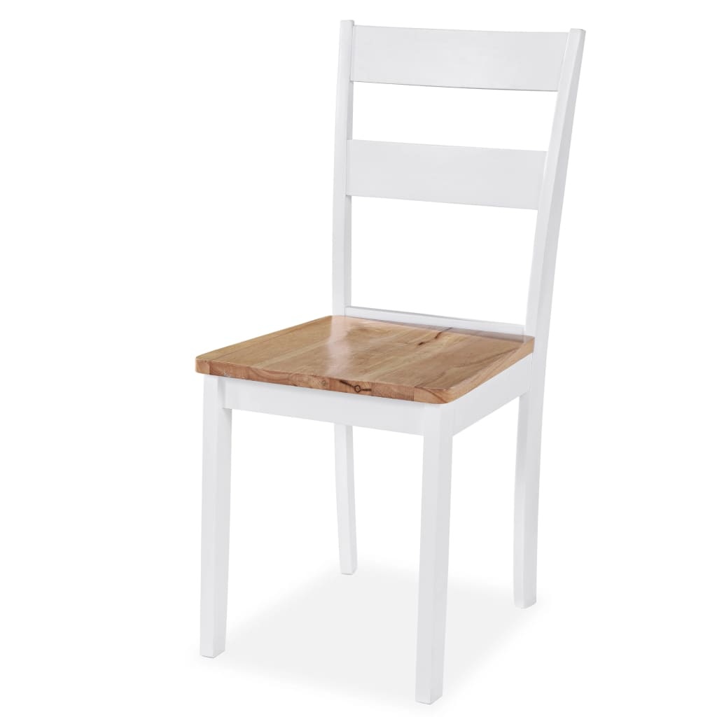 VidaXL Eetkamerstoelen 6 st massief rubberwood wit