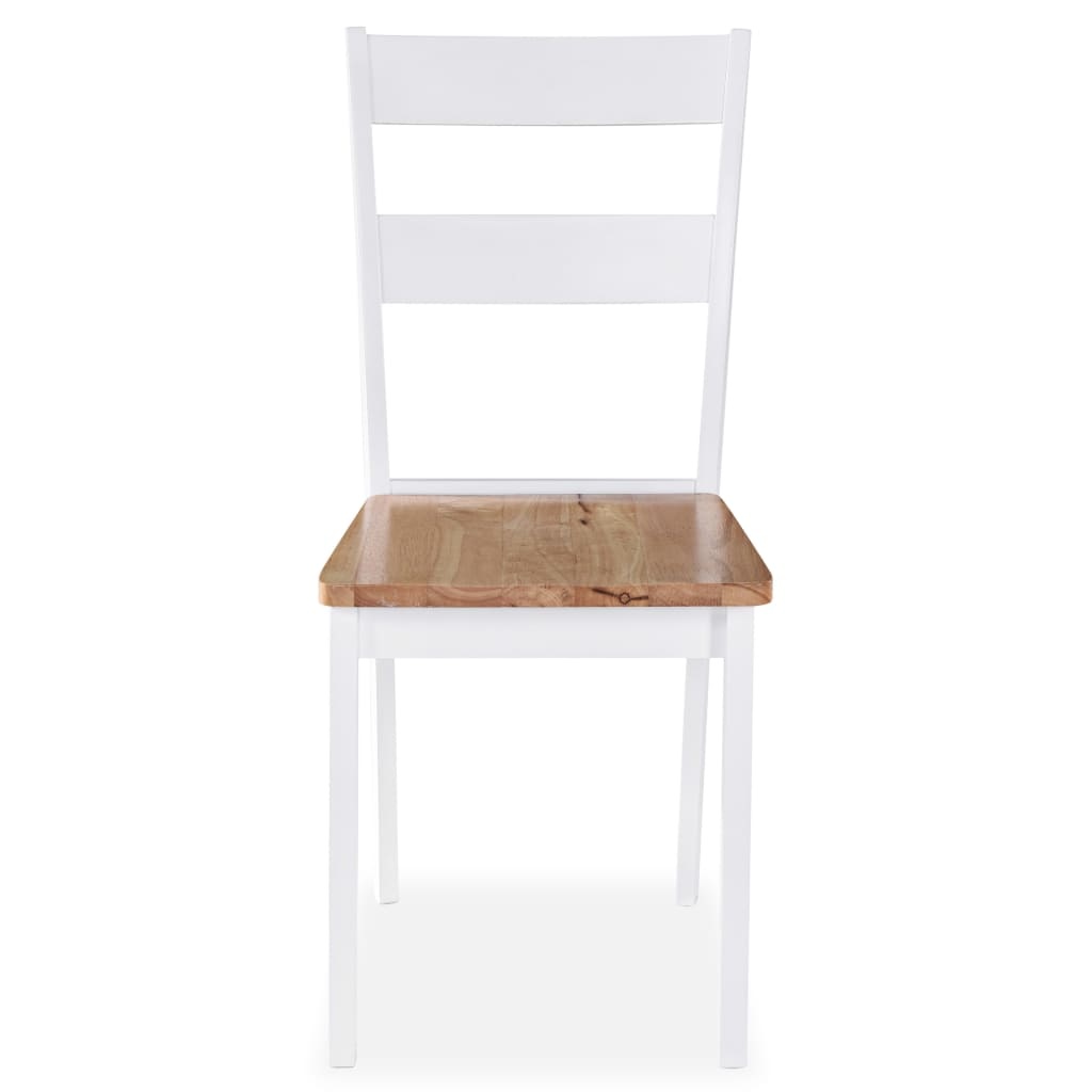 VidaXL Eetkamerstoelen 6 st massief rubberwood wit