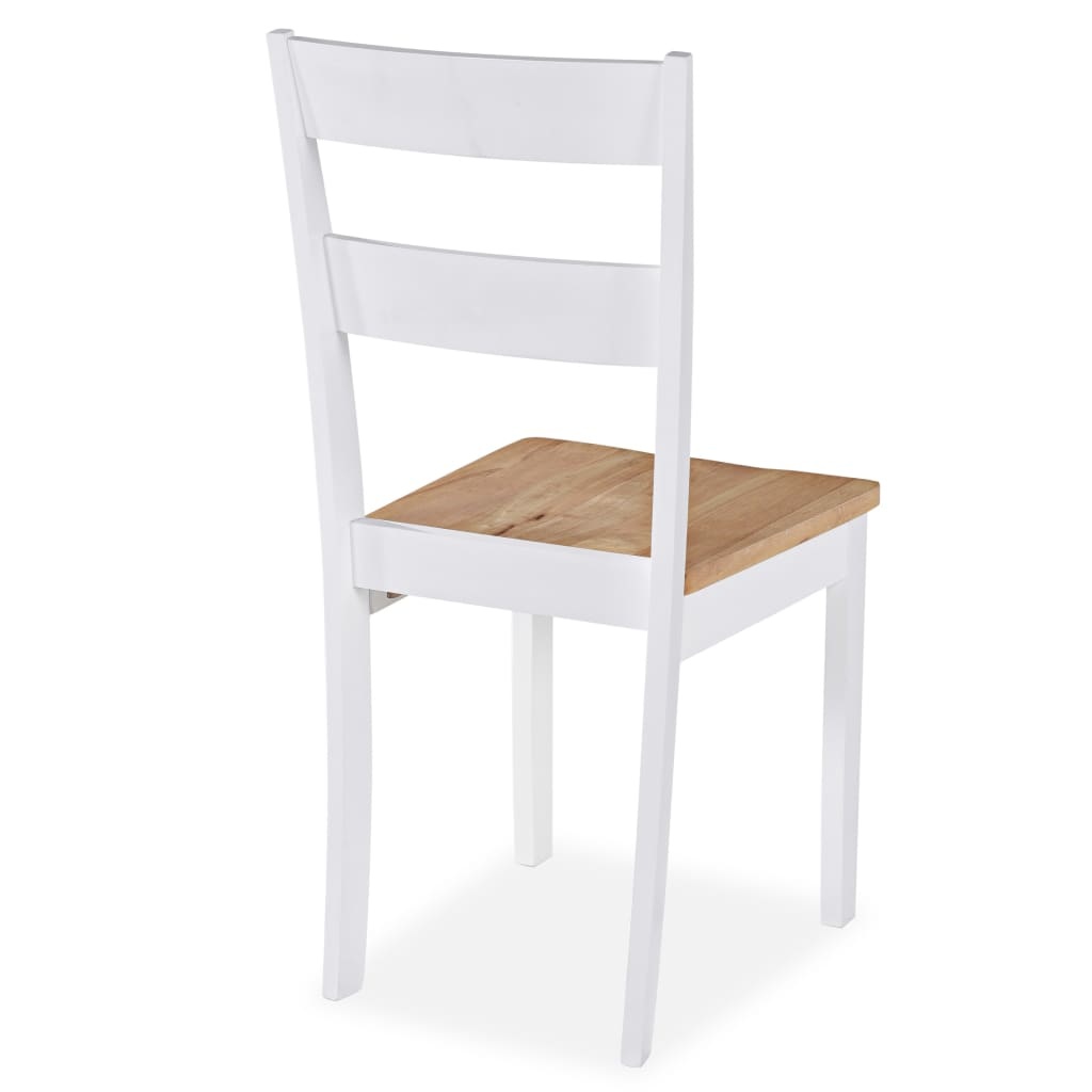 VidaXL Eetkamerstoelen 6 st massief rubberwood wit