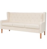 VidaXL Bankstel stof crèmewit 3-delig