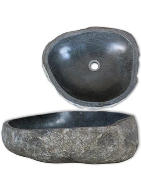 VidaXL Wastafel ovaal 30-37 cm riviersteen