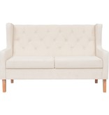 VidaXL Bankstel stof crèmewit 3-delig