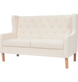 VidaXL Bankstel stof crèmewit 3-delig