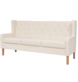 VidaXL Bankstel 3+2 stof crèmewit 2-delig