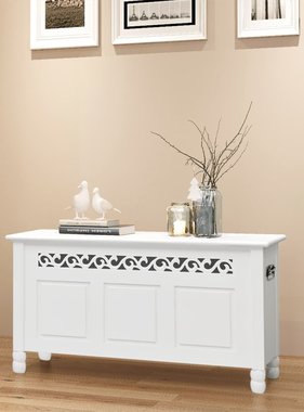 VidaXL Opbergbank barokstijl MDF wit