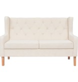 VidaXL Bankstel 3+2 stof crèmewit 2-delig